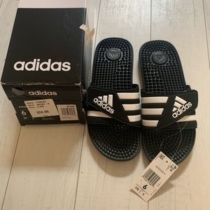 Black adidas slides